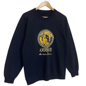 Black & Gold Classic Medusa Head Logo Embroidered Sweatshirt! No tags! GUC!